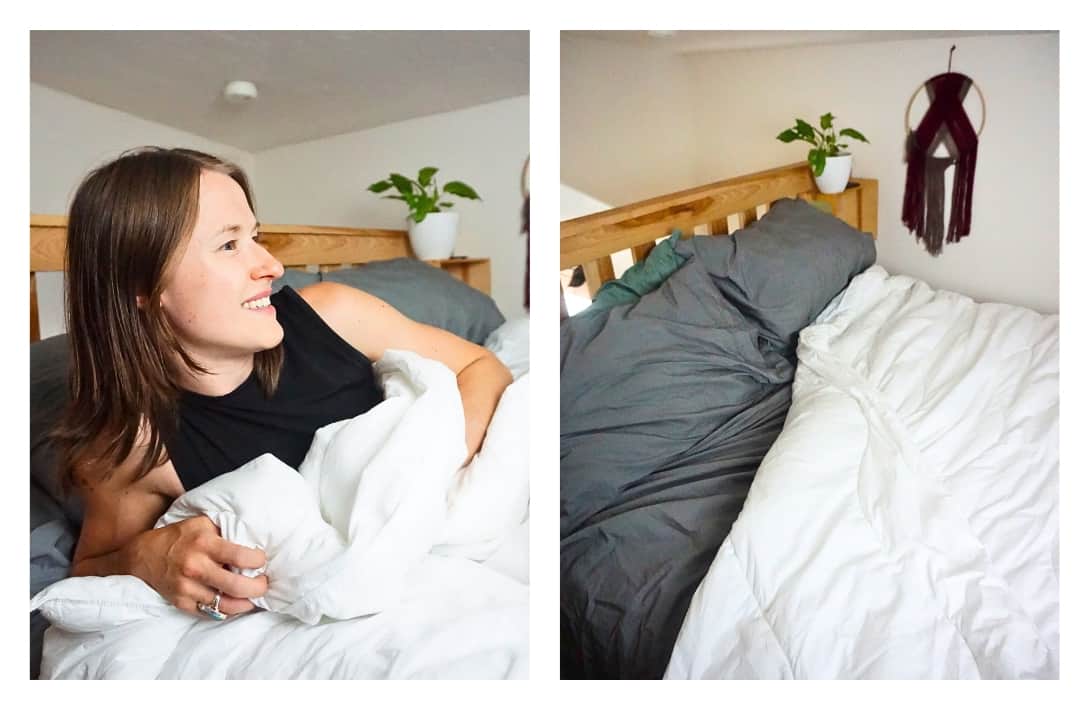 Sleep Snug & Sustainable Under These 11 Organic Comforters Images by Sustainable Jungle #organiccomforters #organiccomfortersets #sustainablecomforters #sustainablebedcomforters #bestorganiccomforter #sustainablejungle