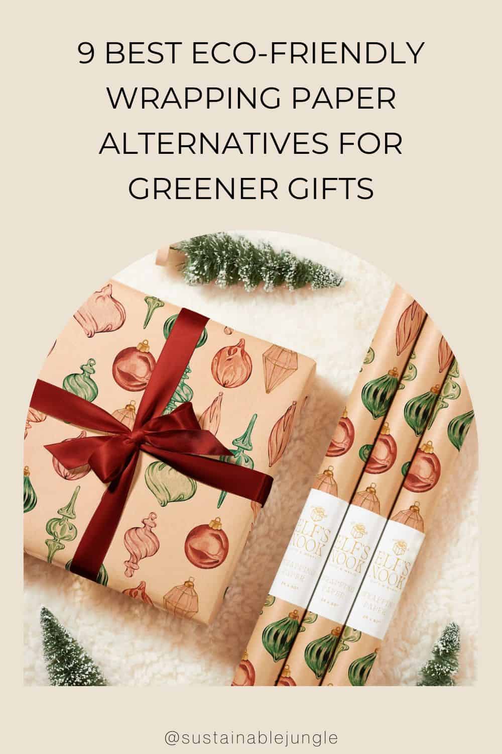 9 Best Eco-Friendly Wrapping Paper Alternatives For Greener Gifts Image by Elf’s Nook #ecofriendlywrappingpaper #ecofriendlygiftwrapping #ecofriendlychristmaswrappingpaper #recycledwrappingpaper #recycledwrappingpaperroll #sustainablejungle