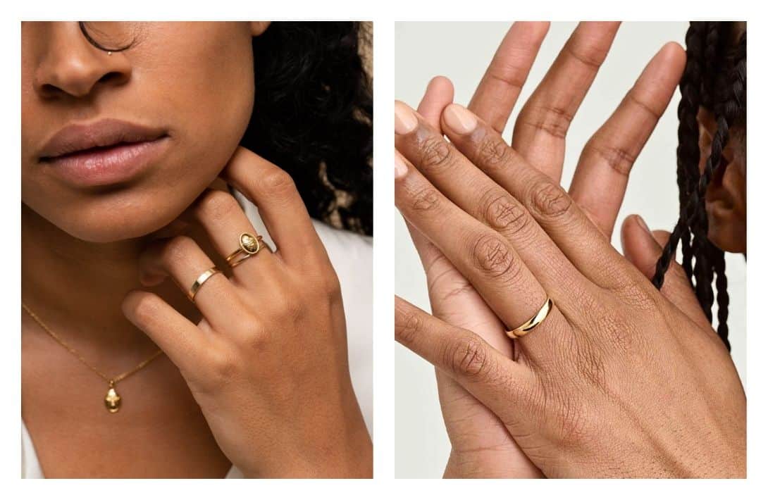 Say 'I Do' To These 11 Beautifully Crafted Sustainable Wedding Rings Images by Mejuri #sustainableweddingrings #sustainableweddingbands #ethicalweddingrings #ethicalweddingbands #ethicalgoldweddingrings #sustainablejungle