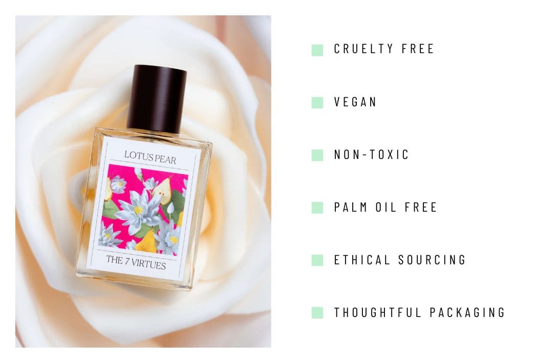 11 Sustainable Perfumes That Are Scent-Sationally Eco-Friendly Image by The 7 Virtues #sustainableperfume #sustainableperfumebrands #ecofriendlyperfumes #ecofriendlyluxuryperfume #ethicalperfume #vegansustainableperfume #sustainablejungle