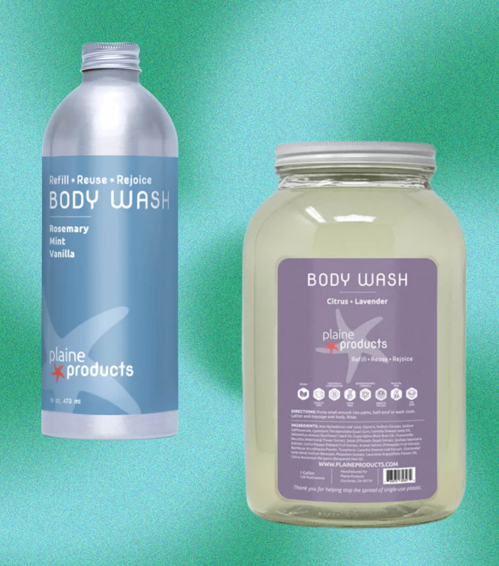 Image by Sustainable Jungle and Plaine Products (best refillable body wash)