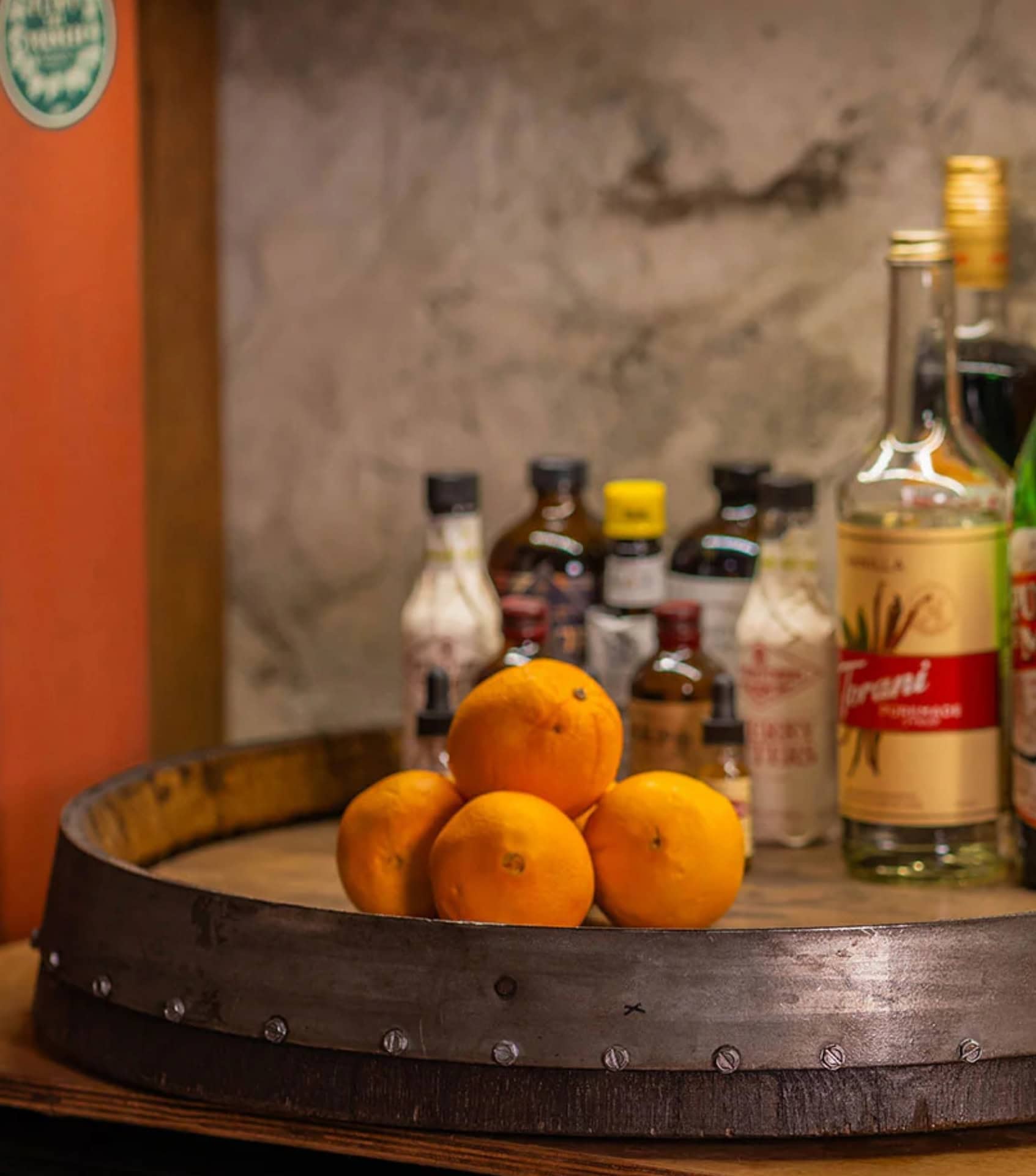 Eco-friendly home decor featuring reclaimed wine barrel serving tray