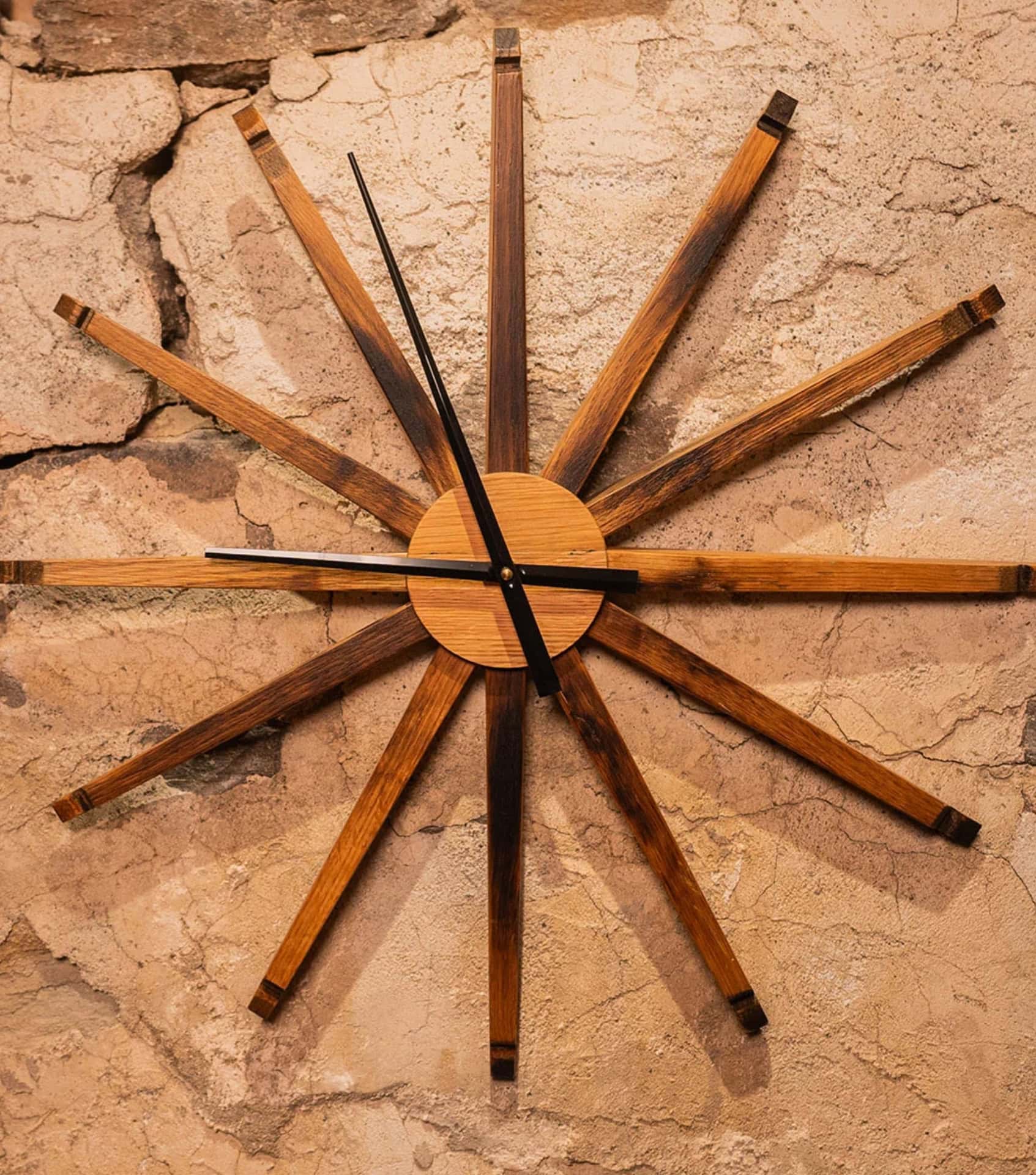 Eco-friendly home goods with handcrafted wooden sunburst wall clock