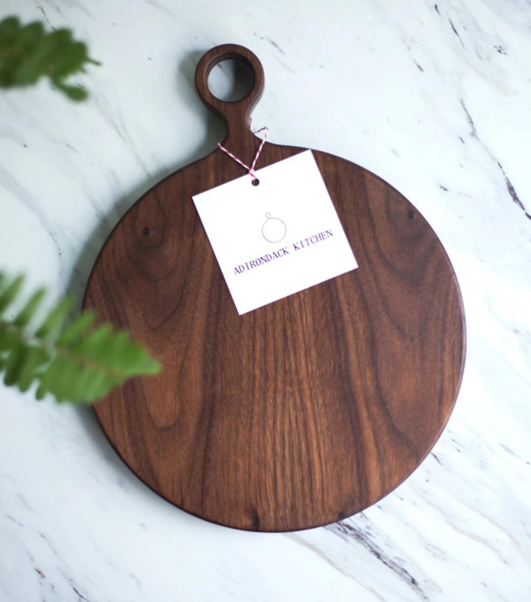 Adirondack Kitchen round walnut cutting board made from single-slab wood with no glue or toxic finishes