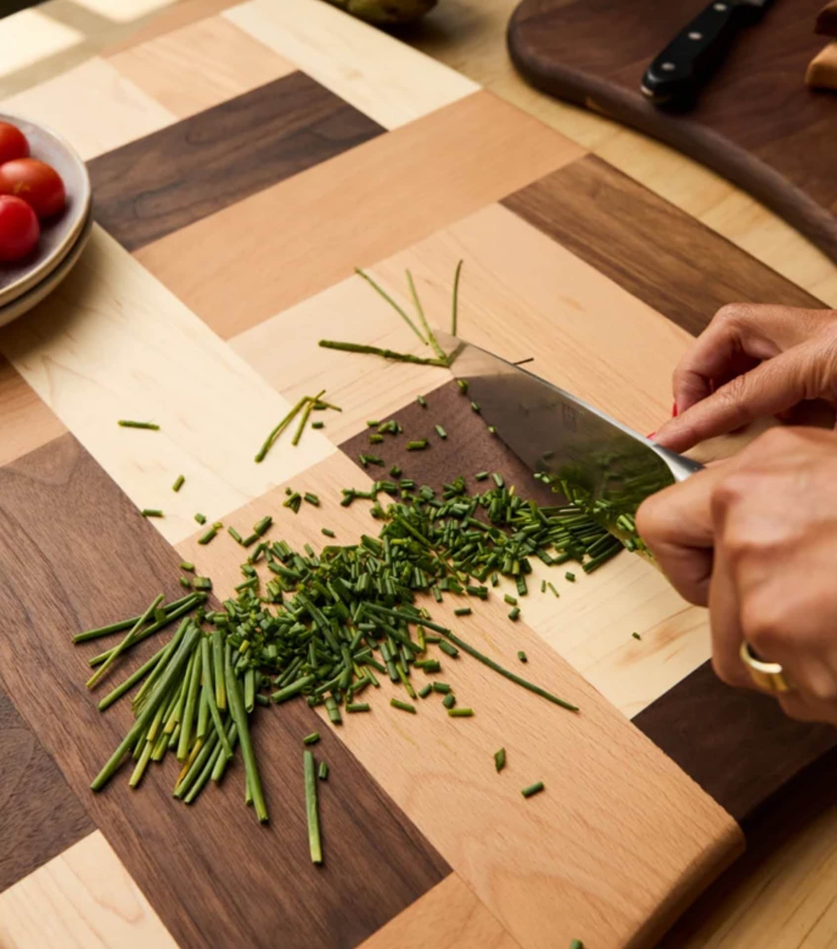 Avocado Green Brands sustainable wooden cutting board with FSC-certified wood and end-grain construction