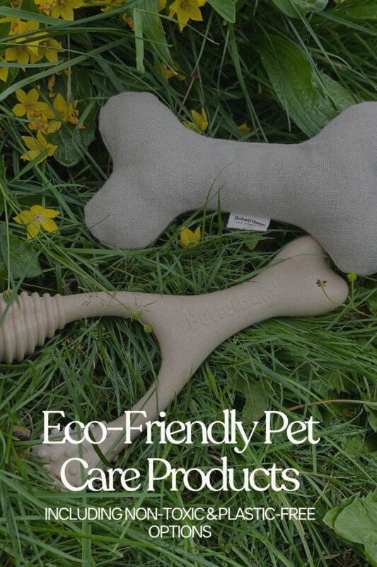 Our updated guide to eco-friendly pet products covers compostable dog toys, human-grade pet food from The Honest Kitchen, organic dog beds by Avocado, natural flea protection by Butterfly & Bee, compostable poop bags by Give A Sh!t, recycled Beco bowls, and bamboo pet brushes. All researched and many personally tested.