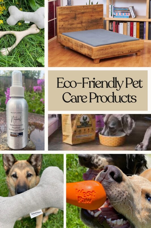 Our updated guide to eco-friendly pet products covers compostable dog toys, human-grade pet food from The Honest Kitchen, organic dog beds by Avocado, natural flea protection by Butterfly & Bee, compostable poop bags by Give A Sh!t, recycled Beco bowls, and bamboo pet brushes. All researched and many personally tested.
